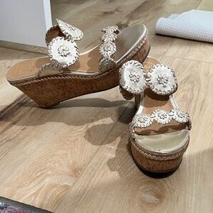 Jack Rogers Cream Wedge Sandals